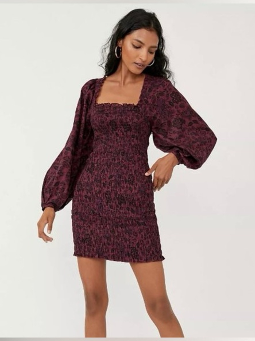 NWT Free People Smock It To Me Mini Dress in Hazelnut